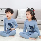 Детская Хлопковая пижама с динозавром для мальчиков и девочек, 2 шт.