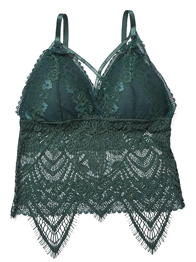 Женский кружевной связанный крючком бюстгальтер сексуальный v образный вырез
