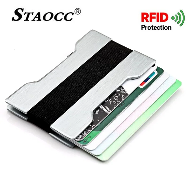 RFID Противоугонная тонкая металлическая Кредитная карта ID держатель карты бумажник на кнопке алюминиевая Визитная Карточка Чехол Porte Carte Femme Homme