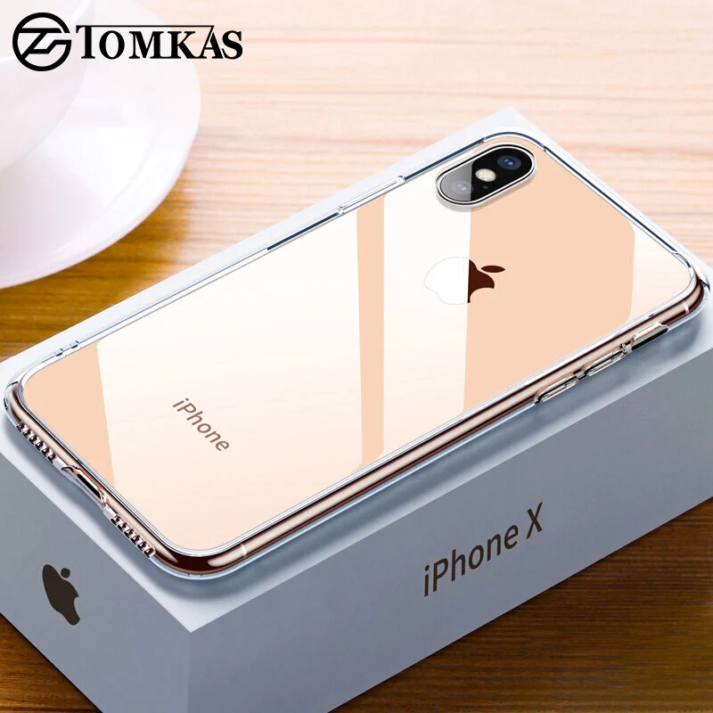 TOMKAS Премиум стеклянный чехол для iPhone XS XR XS Max X чехол s прозрачный силиконовый край стекло задняя крышка чехол для iPhone 7 8 Plus X