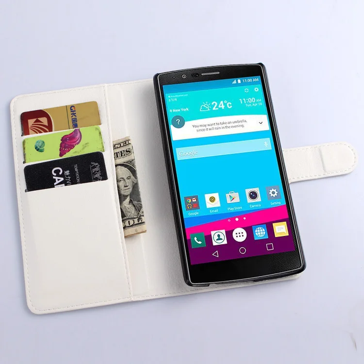 LG4 чехол для кошелька и подставкой в виде книжки для телефона LG G4 H810 VS999 F500 G 4 рифленый чехол Кожаный чехол-книжка с рифленой поверхностью и LG4 - Цвет: Белый
