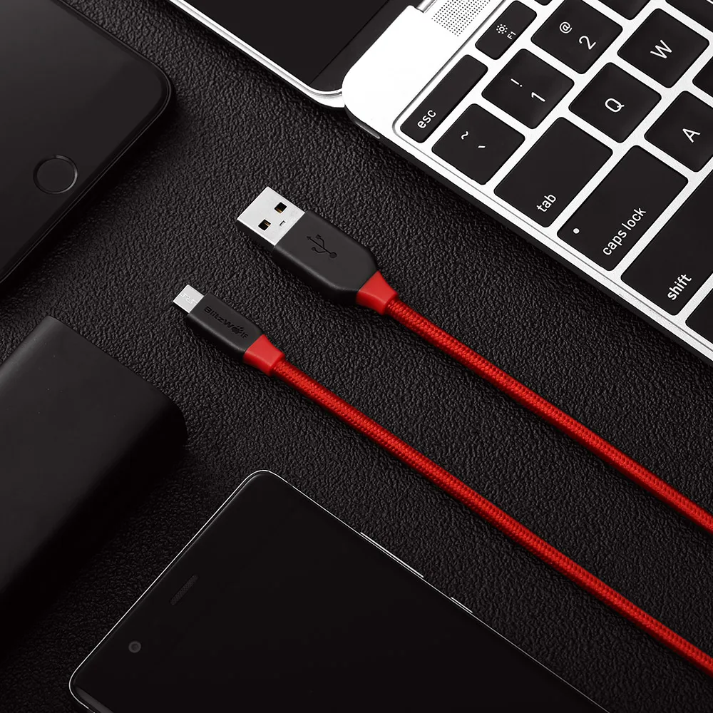 BlitzWolf 0,9 м 1,8 м Ampcore 2.4A Micro USB кабель для мобильного телефона Небьющийся кабель для быстрой зарядки для samsung/huawei/Xiaomi Redmi