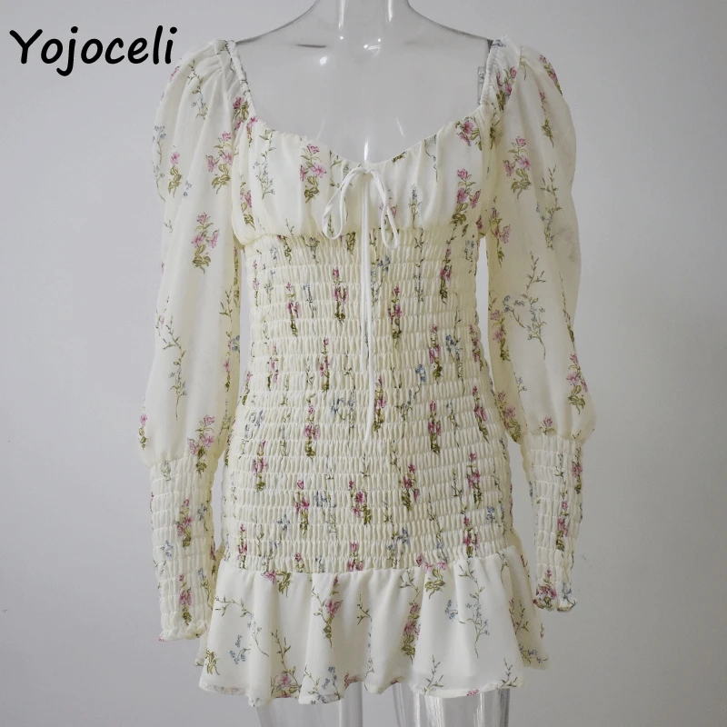 Летнее платье Yojoceli 2019 с цветочным принтом для дворца женское пляжное квадратным