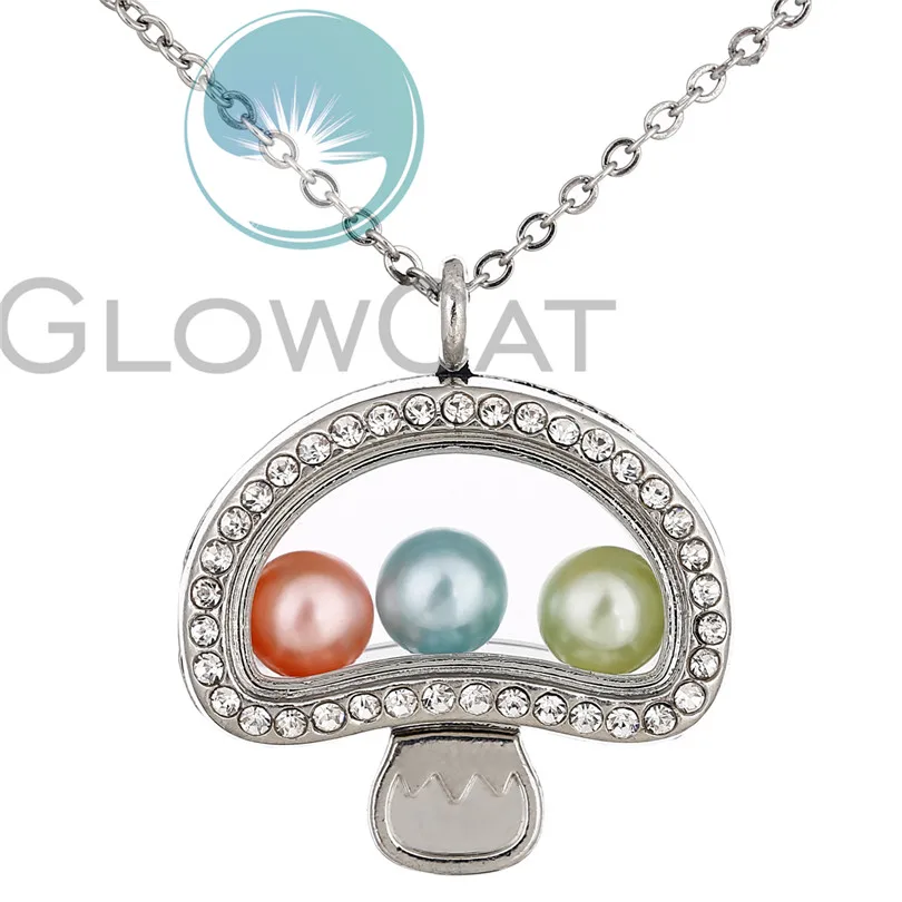 Mushroom Rhinestone Еще стиль диаметр 8 мм бусины медальон геометрический жемчуг клетка подвижный кулон горный хрусталь живое ожерелье из стекла - Окраска металла: Mushroom Rhinestone