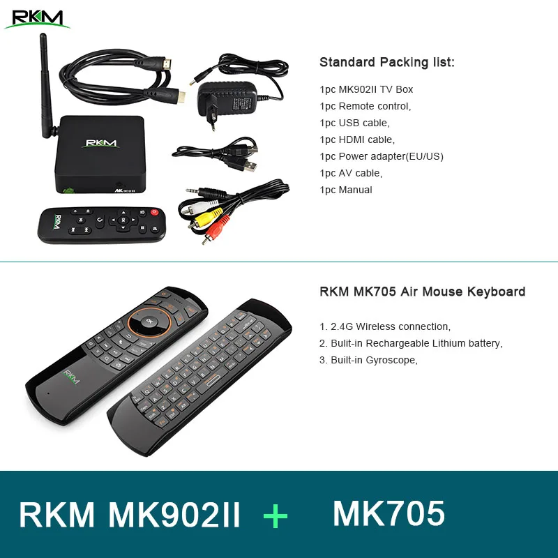 add MK705 RKM MK902II ТВ приставка Rockchip RK3288 четырехъядерный Android ТВ приставка 2 Гб ОЗУ 16 Гб 4 к H.265 2,4 г/5 г Wifi Bluetooth 4,0 ТВ приставка - Цвет: add MK705
