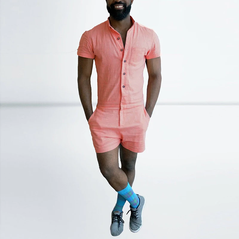 Для мужчин комбинезоны летние шорты брюки карго мода короткий рукав s