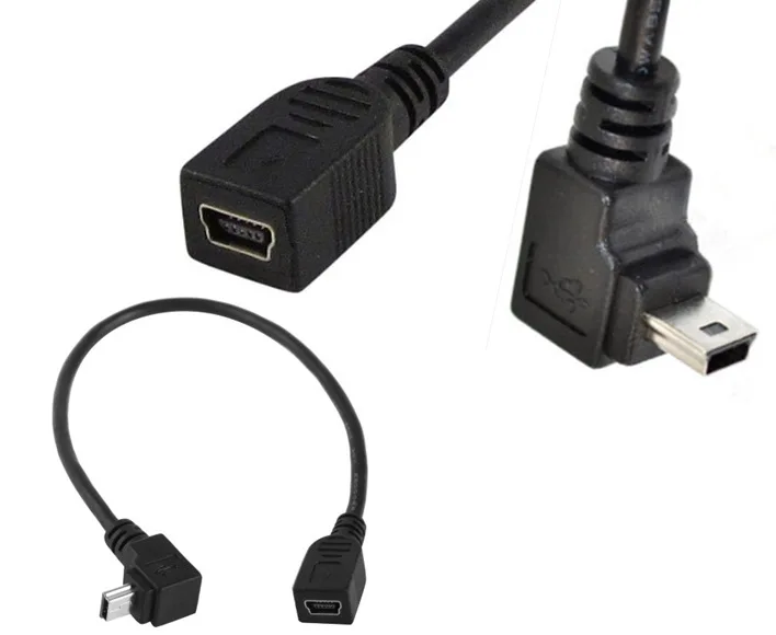 Верхний изгиб 90 градусов град мини USB удлинитель зарядный кабель MINI T port Мужской