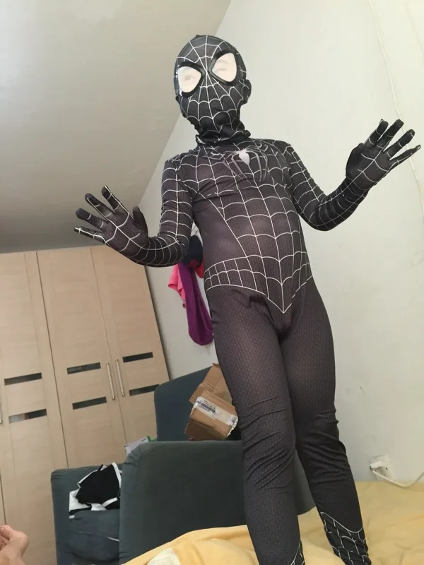 NEW Black Spiderman Costume Spider Man Suit Spider-man Costumes Adult Children Cosplay Halloween Cos Christmas |