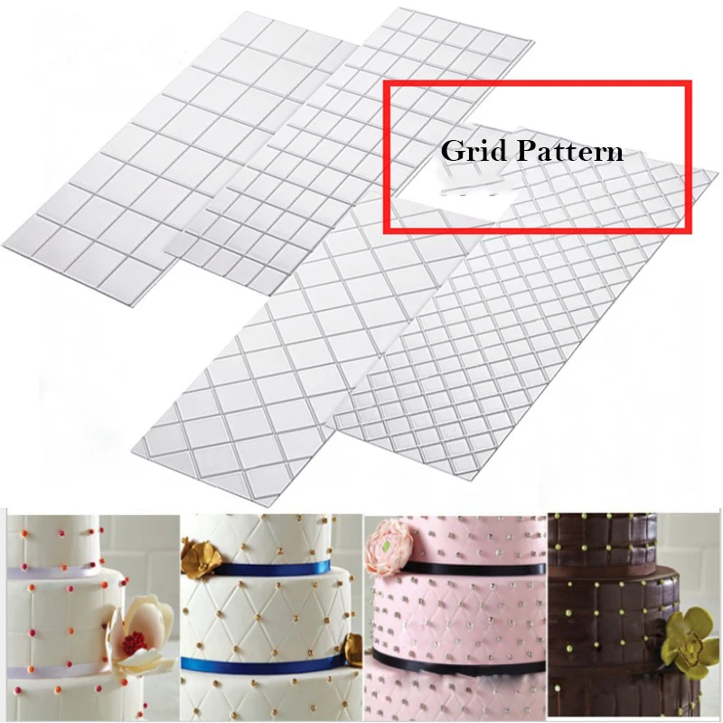 4 PCS/Set DIY Cake Plastic Transparent Texture Lattic Roll Rattan Mat Cake Border Decorating Tools Cake Mold Fondant Molds