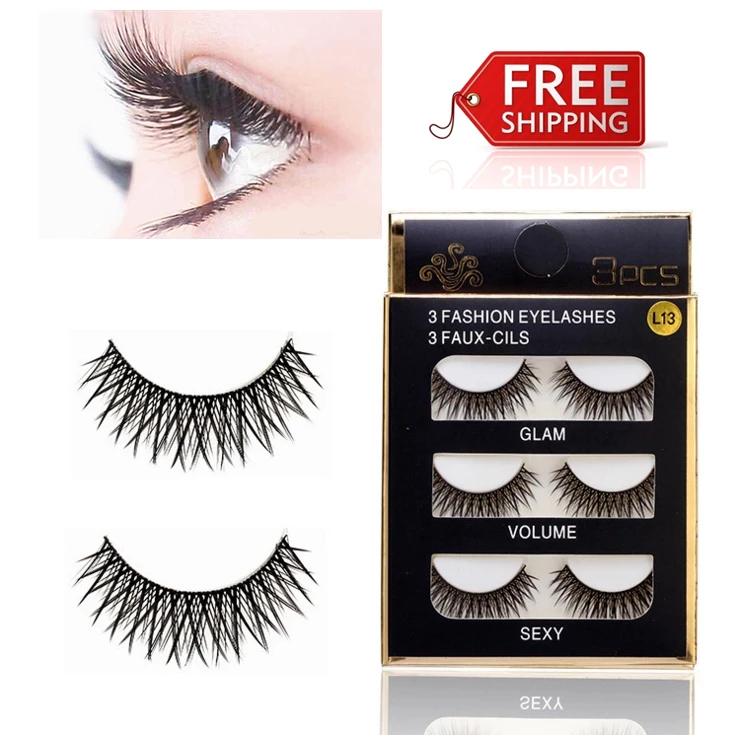 

3pairs/box pure handmade false eyelash Sharpen cross section eyelashes Supernatural roll Fake eyelash