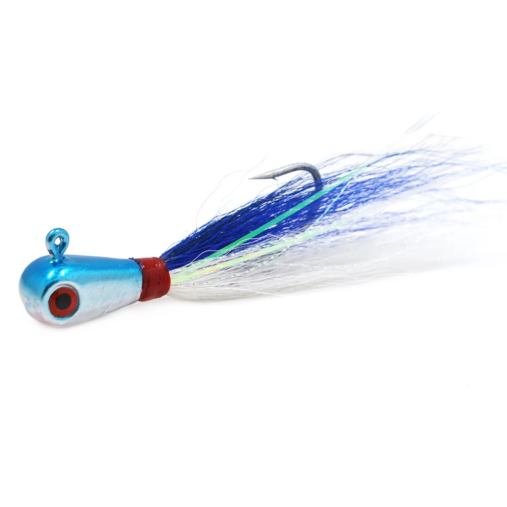1OZ 3D глаза Bucktail джиг 5 видов цветов Big game морская Мормышка приманка со свинцовым