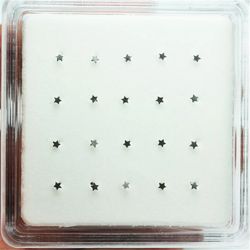 100% 925 Sterling silver Star nose Stud Pin Unisex nariz piercing jewelry 20pcs/pack