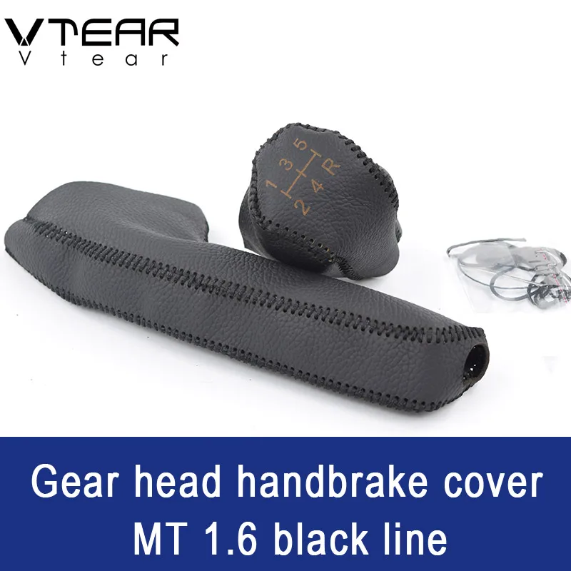 5 speed MT Black Vtear для Suzuki Grand Vitara рычаг переключения передач ручные тормоза ручки для салона автомобиля-Стайлинг крышка ручного тормоза сшитые вручную аксессуары - Название цвета: 5 speed MT Black