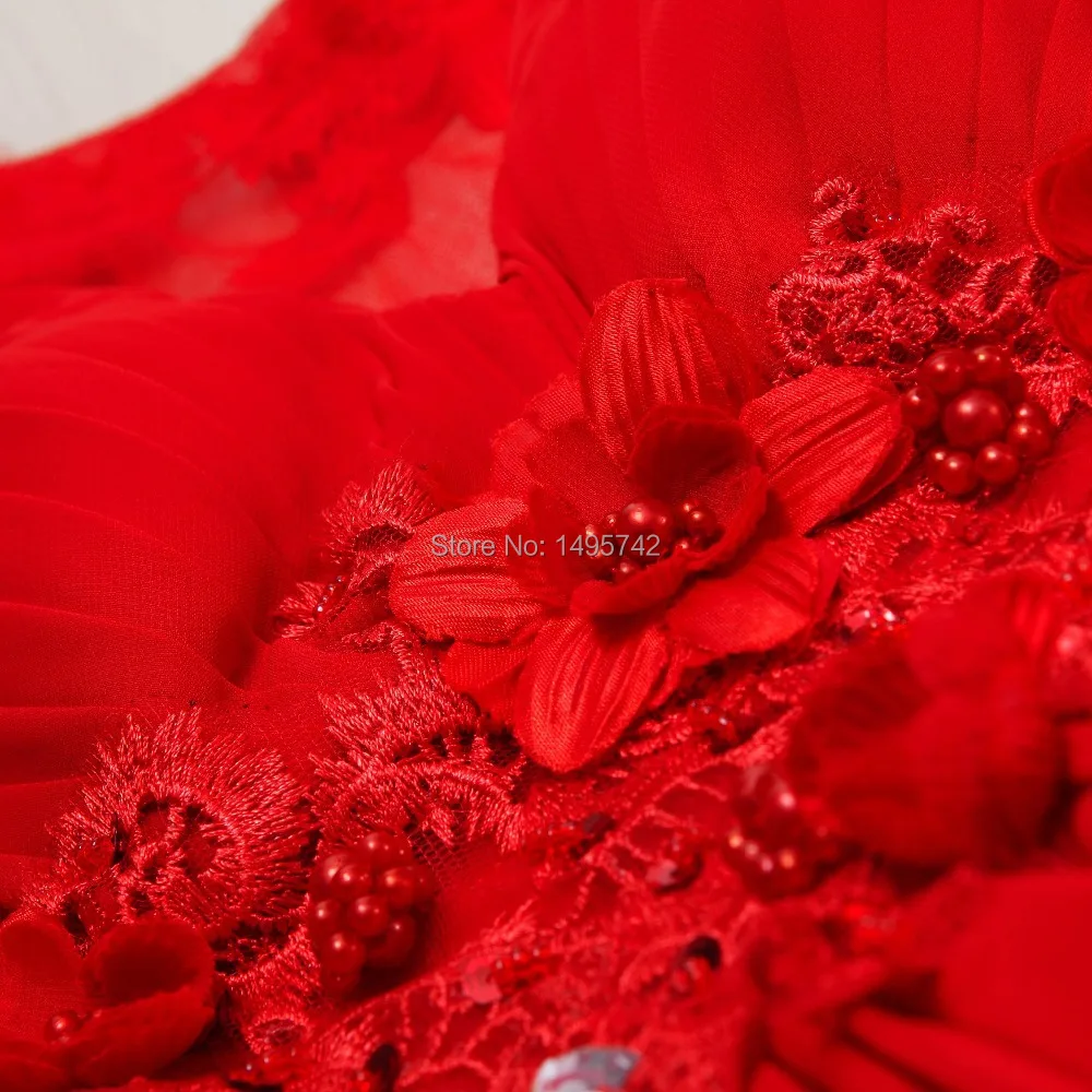 Red Evening dress 2014 new bride sexy perspective red lace flower wedding party good quality plus size prom dinner | Свадьбы и