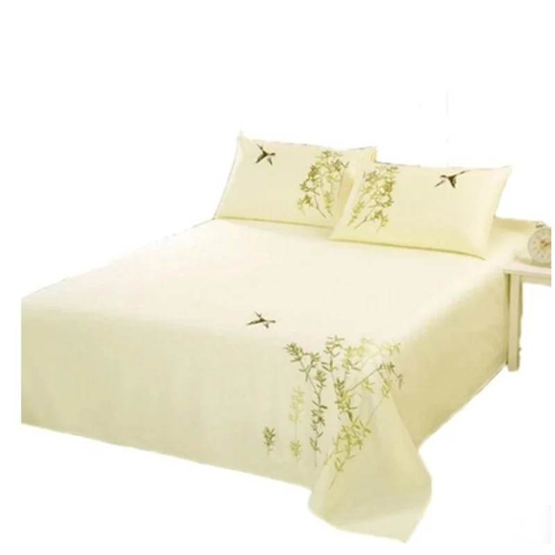 Хлопок вышитые постельные принадлежности набор простой простыня наволочка