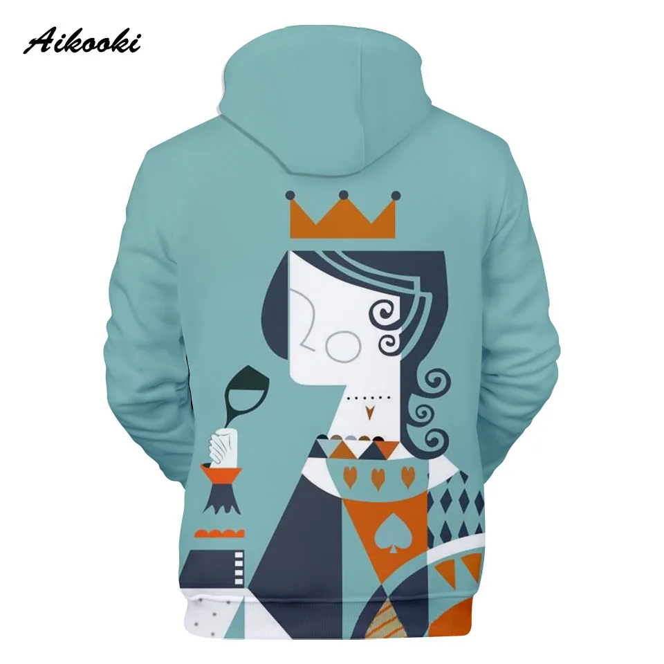 Aikooki KING QUEEN толстовки для мужчин/для женщин кофты с капюшоном 3D принт белый дизайн игральные карты покер мальчик/Обувь для девочек