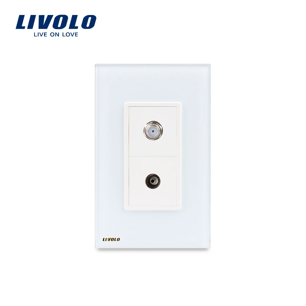 Livolo US/AU стандартный роскошный ТВ и SATV розетка с белым жемчугом хрустального