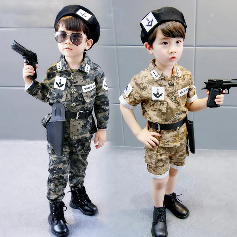 Spring/Summer Children's Camouflage Suit Boys Special Military Training kids girls boy Clothing sets Uniform to school clothes | Детская
