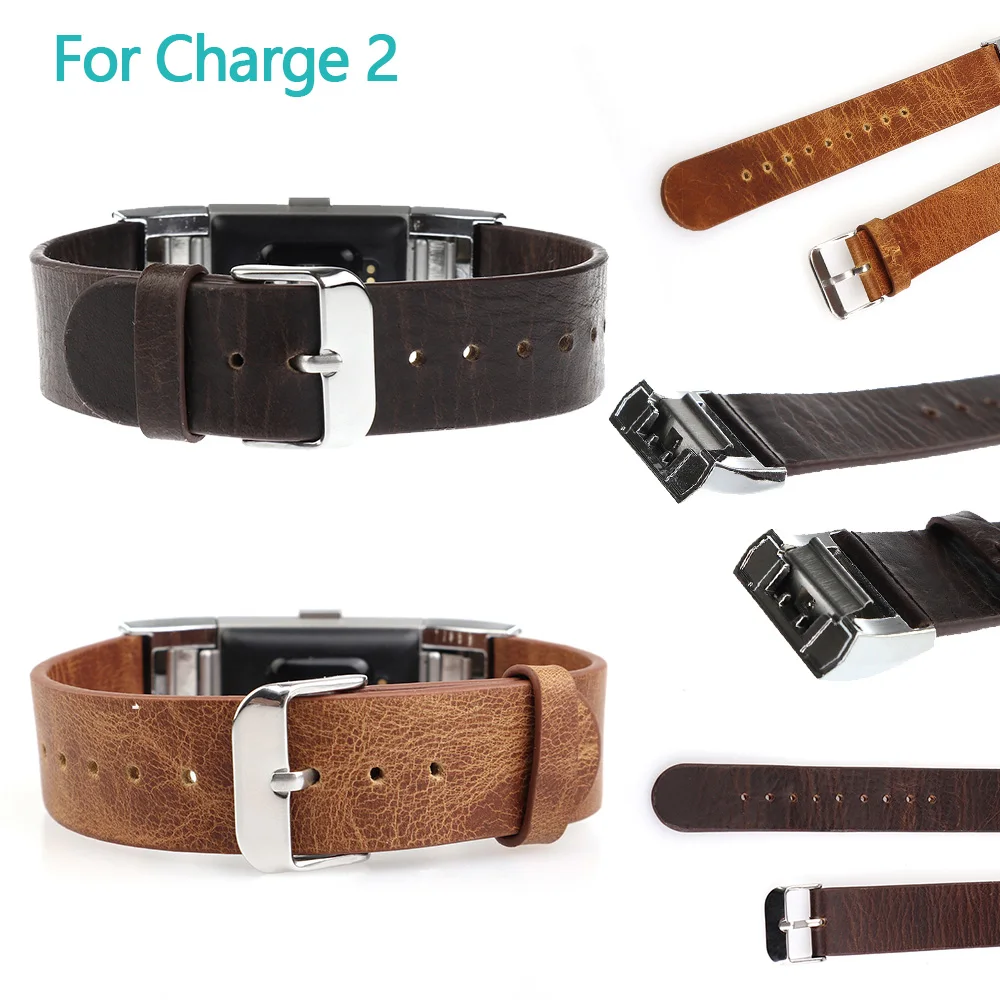 Сменный ремешок Crazy horse для Fitbit Charge 2 из натуральной кожи с безопасной