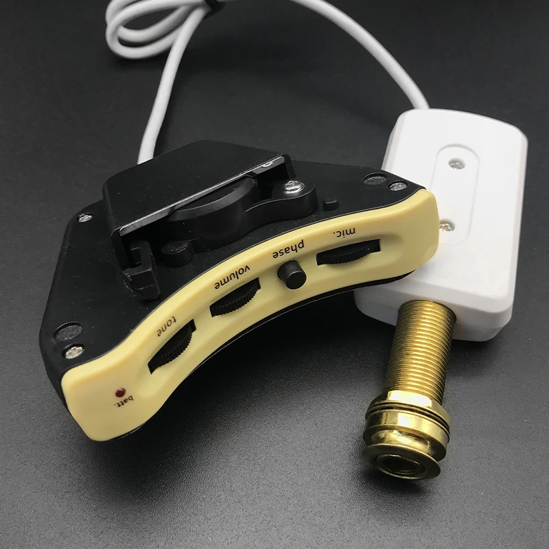 GT-A2 4 Band Acoustic Guitar Preamp with Microhone Folk Guitarra Piezo Pickup Equalizer with Tuner Guitar Accessories Free Shipping - Color: GT-A2