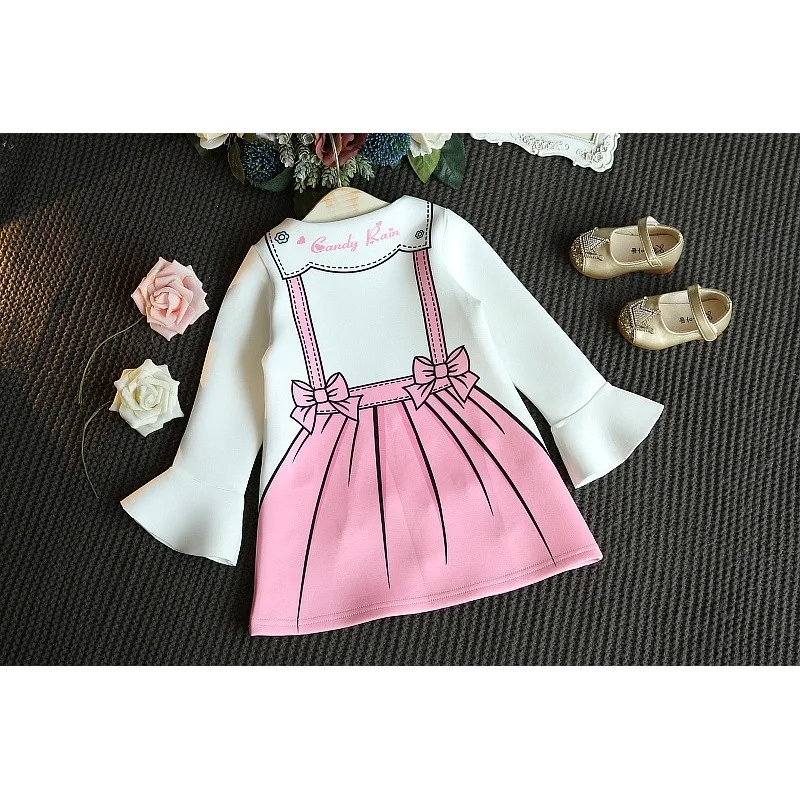LOVE DD&ampMM Girls Dresses 2020 New Fashion Princess Children Clothing Flare Sleeve Bow Printing Design Clothes | Детская одежда и