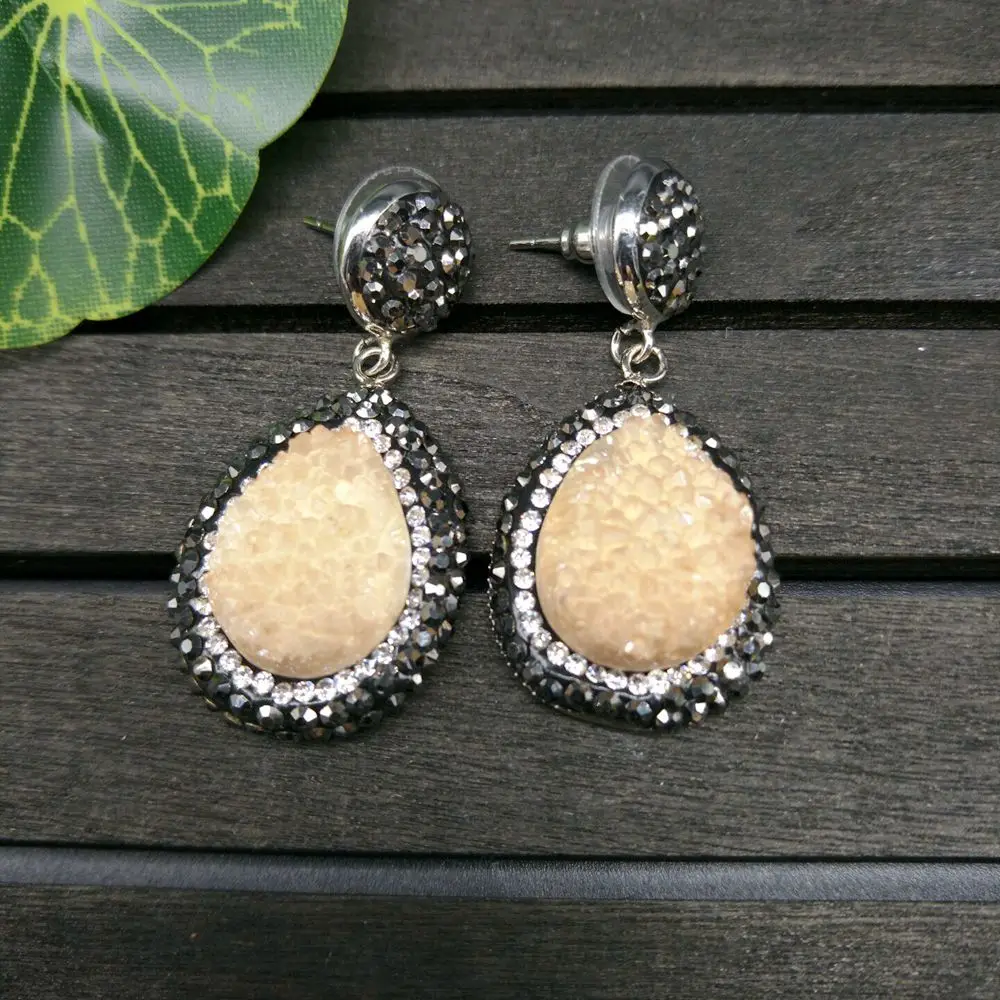 YNB каплевидный кристалл серьги модные золотые для женщин Стразы медный сплав