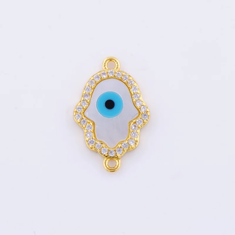 1pc 18*12mm Shell Evil Eye Hamsa Hand Connector Charms Pendant Accessories For DIY Fashion Bracelet Necklace Jewelry Findings | Украшения и