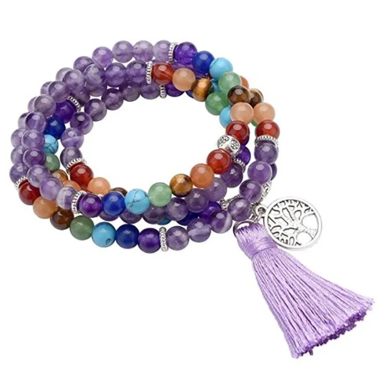 

7 Chakra Multilayer Charms Bracelets Jewelry Lapis Lazuli 108 Mala Prayer Beads Reiki Healing Yoga Meditation Power