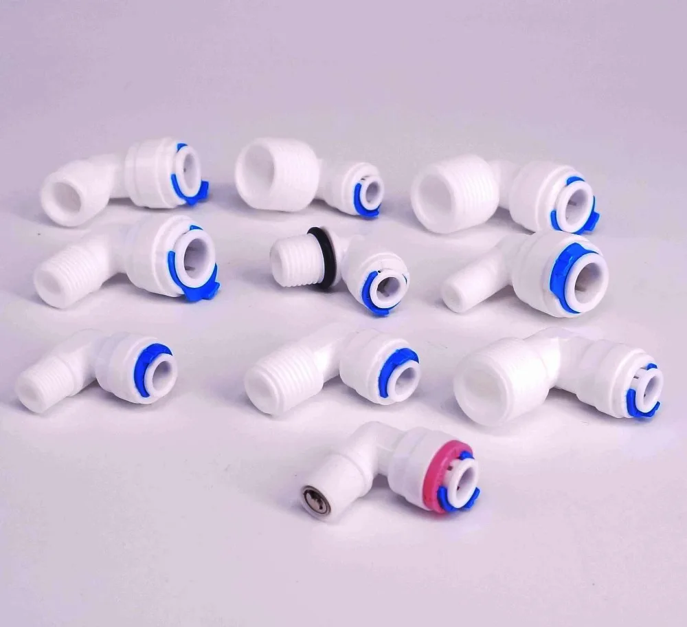 Подходит для 1/4 &quot3/8&quot OD Tube 1/8 &quot1/4&quot 3/8 &quot1/2&quot BSP Male Elbow L коннектор аквариума