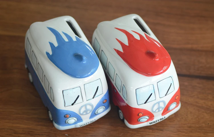 1 шт Camper Van Форма d Копилка Творческий автомобиля Форма экономия денег копилка Керамика шины копилка банк