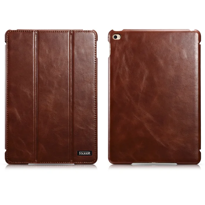 ICARER Чехол для iPad mini 4 Винтажный чехол из натуральной кожи с откидной крышкой, смарт-чехол, для iPad mini 4, чехол-подставка для автоматического пробуждения/сна - Цвет: Brown