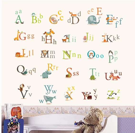 Наклейка на стену с буквами алфавита для обучения чтению|alphabet wall stickers|wall stickerdecor