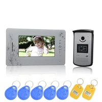 (1 set) 7 inch color screen 1 to 1 Video intercom Home use talk-back Door bell Night visible camera waterproof RFID card release