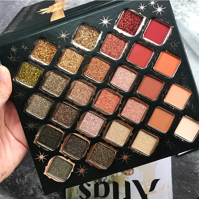 

28 Color Metallic Diamond Eye Shadow Pallete Matte Shimmer Glitter Eyeshadow Palete Pigmented Smoky Makeup Palette Cosmetic