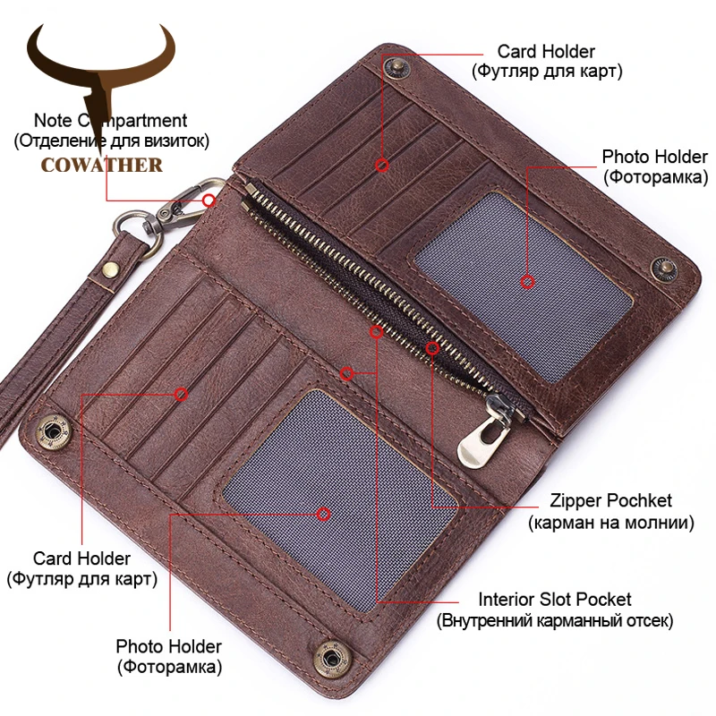 COWATHER 2019 New arrival first layer cowhide men wallet high quality brand design short purse for carteira free shippipping | Багаж и