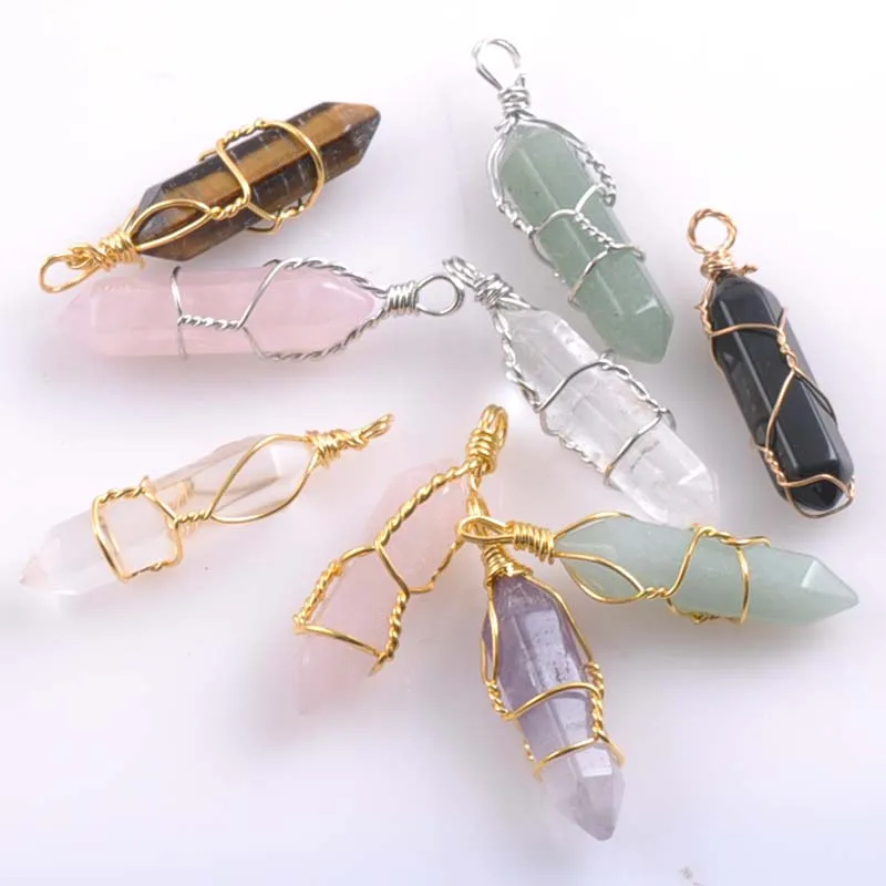 1 шт. натуральный кристалл Кварцевый исцеляющий точка чакры каменный кулон