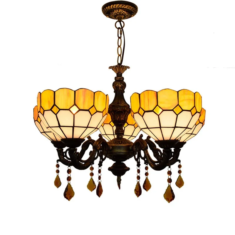 

Modern minimalism Mediterranean Mediterranean antique yellow bar Club restaurant Crystal Hall 5 chandeliers