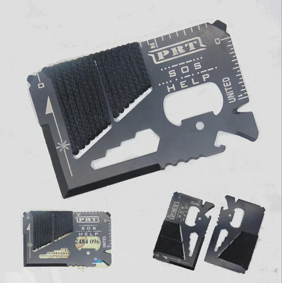 

100 pcs/lot EDC Credit Card Size Multifunctional Tool with Para-cord SOS Outdoor Camping Survival Emergency Tool Pocket Knife