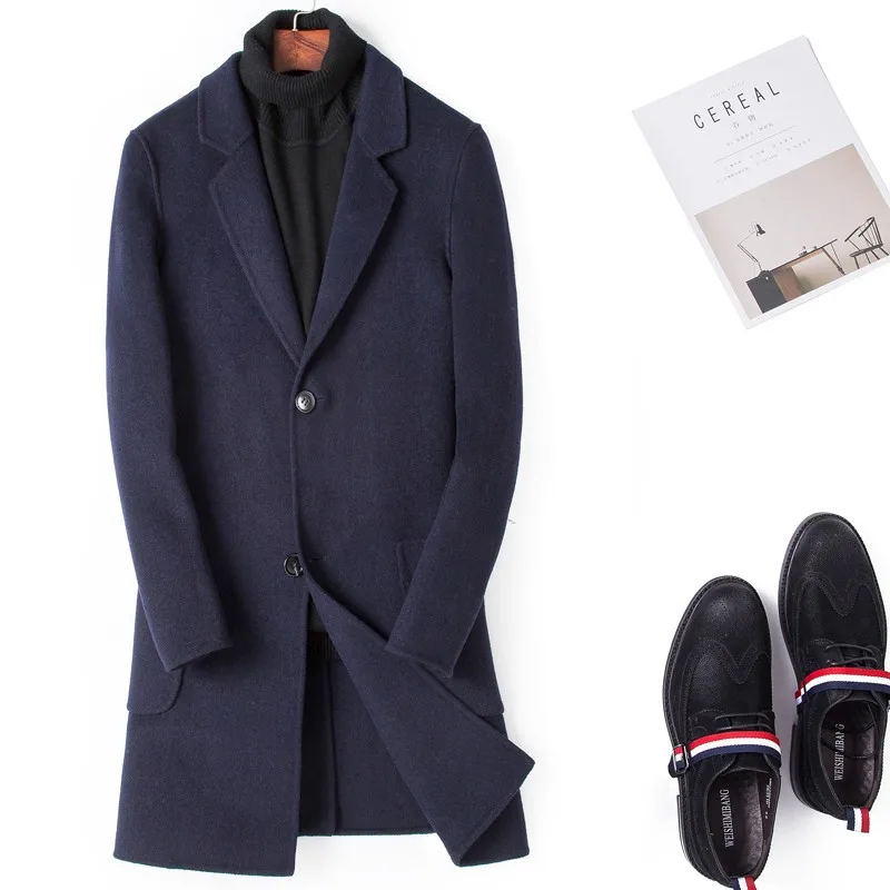 AYUNSUE 2020 двухстороннее шерстяное пальто Мужское длинная куртка мужские тонкие