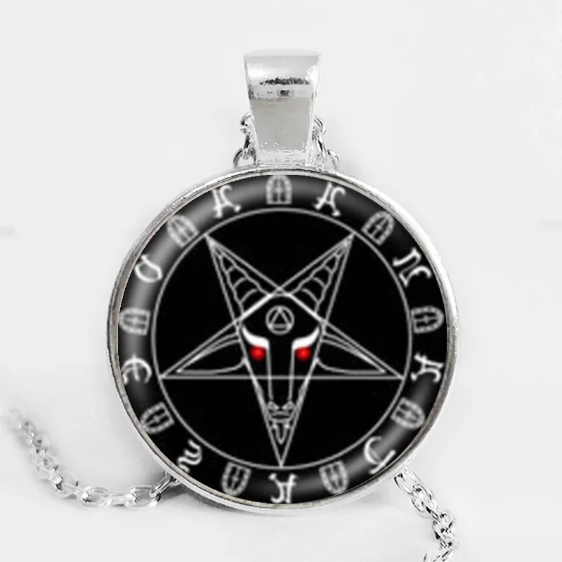 2020 Fashion Inverted Pentagram Goat Head Pendant Necklace Black White Photo Print Glass Cabochon Jewelry Women Gift |