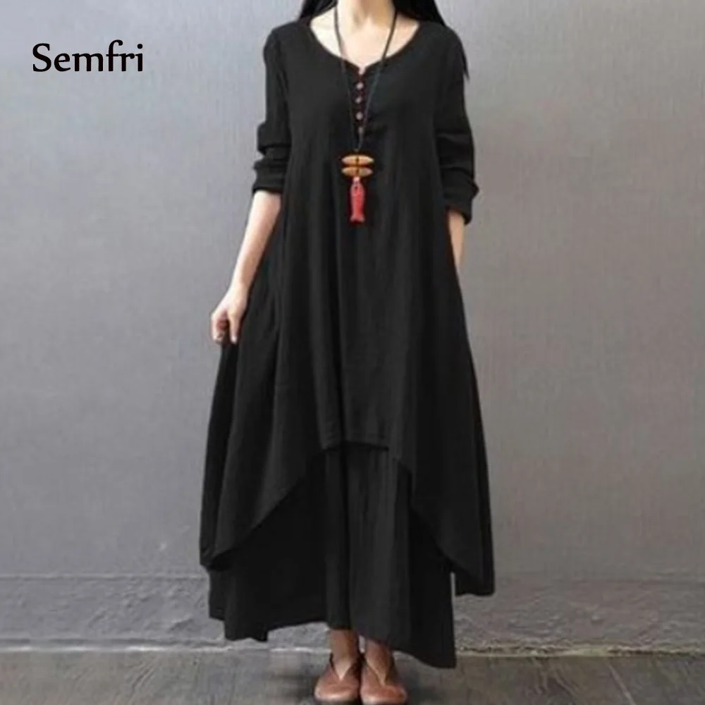 Semfri женское платье элегантные длинные платья весна осень Vestidos Largos двойное
