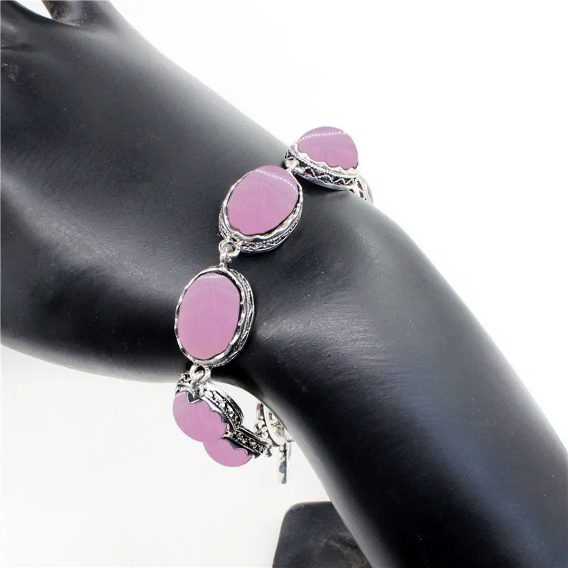 Овальный розовый голубой опал Плетёные браслеты для Для женщин цветок из бисера