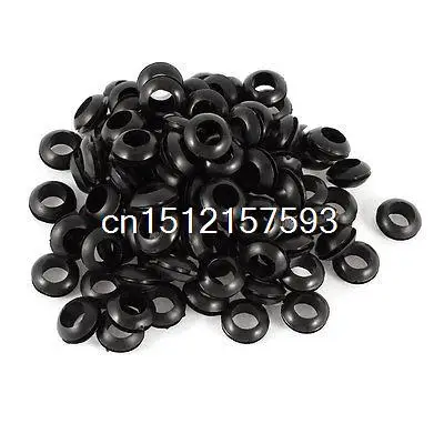 

200 PCS 4mm x 10mm Black Rubber Cable Wiring Grommets Gasket Ring