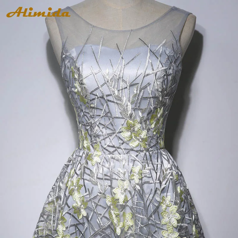 ALIMIDA robe de soiree, вечерние короткие платья,, Серебряное платье с корсетом на спине, свадебные вечерние платья с аппликацией, платье для выпускного вечера