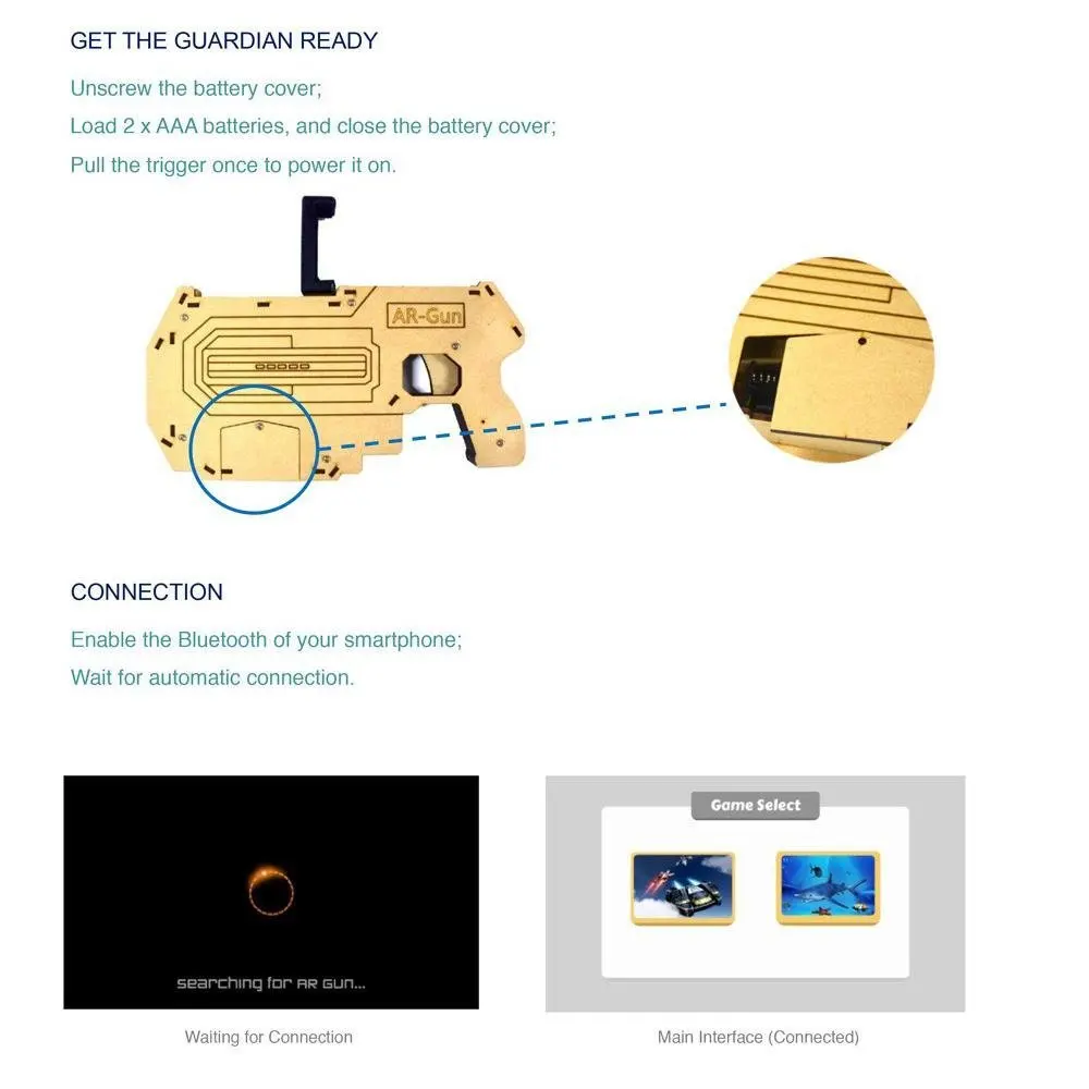 Игрушечный пистолет для виртуальной реальности AR Attack в собранном виде с Bluetooth 3D VR