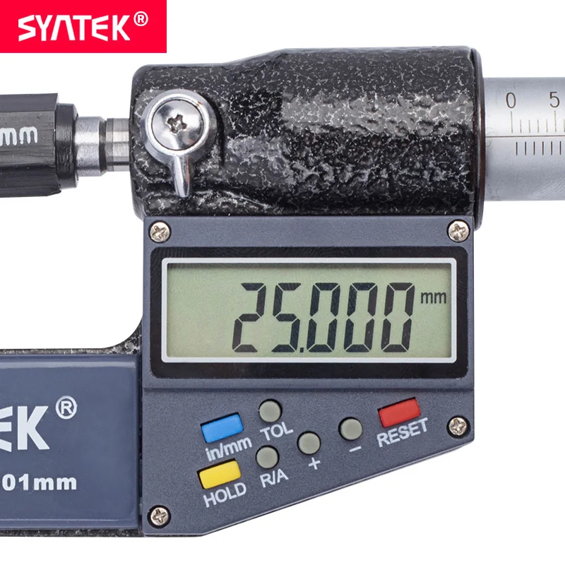 Syntek 0 001 мм электронный цифровой внешний микрометр 25 50 1 2 дюйма Калибр измеритель