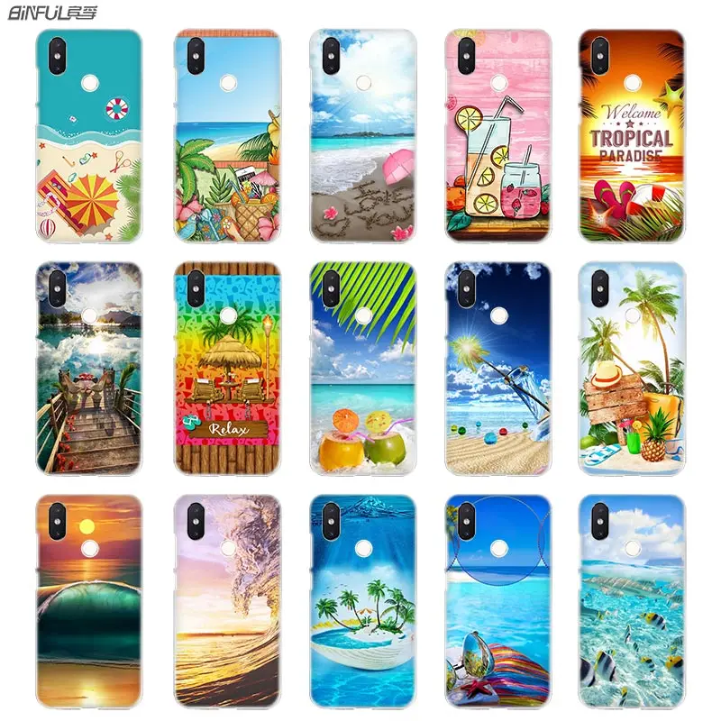 

Silicone Case For Xiaomi Redmi 10 9a 7a 8a Note 10 9 8 7 Pro Max 10s 9s 8T Prime 9at 5G Fashion Cover Refreshing ocean beach