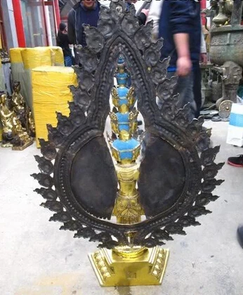 005843 44 &quotтибетская бронзовая позолоченная 1000 рук 11-faced Avalokitesvara Kwam-Yin статуя Будды |