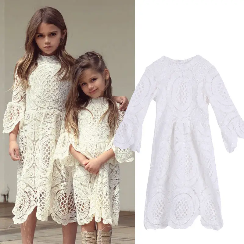 2018 Новое модное популярное кружевное платье с цветочным рисунком для маленьких