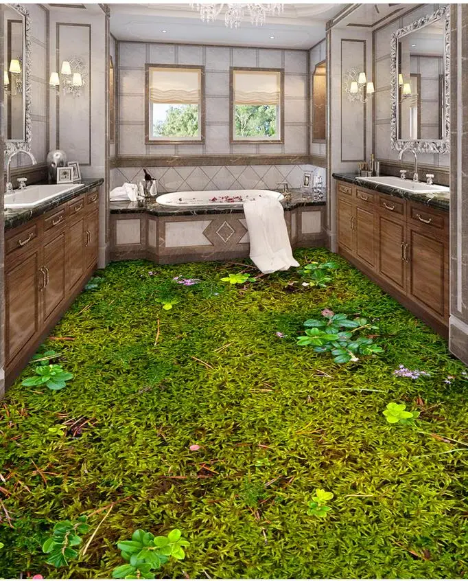 Современные пол живопись свежие листья сад Mural 3d ПВХ обои самоклеящиеся Wallpaper